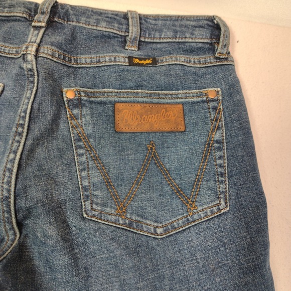 Wrangler High Rise Flare Jeans Womens 30x32 Blue 75th Anniversary Hemp Blend - Picture 11 of 15